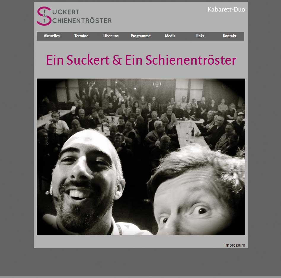 Sreenshot Web-Seite Ein Suckert und Ein Schienentröster